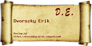 Dvorszky Erik névjegykártya